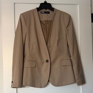 Zara Beige Single-Button Blazer